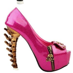 Pink peep toe skeleton heels